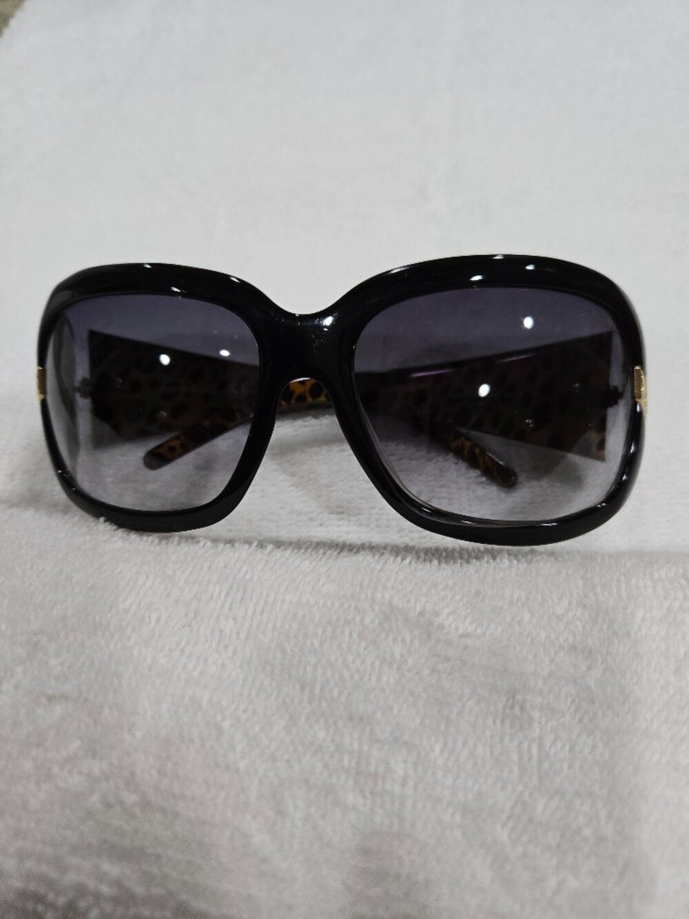 Vintage Robert Cavalli Stato 390S Oversized Black w/ Leopard Print Sunglasses